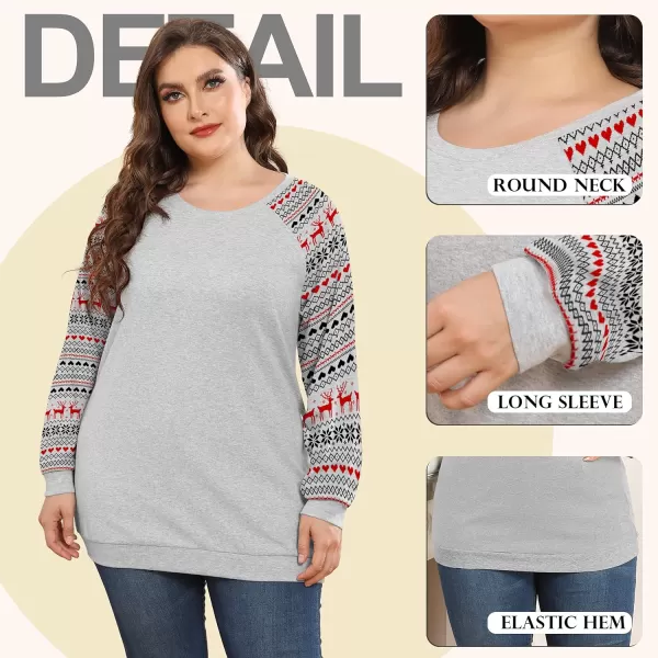 POSESHE Women's Plus Size Tunic Tops Long Sleeves Sweatshirts Color Block Blouses Loose Fit T Shirts
