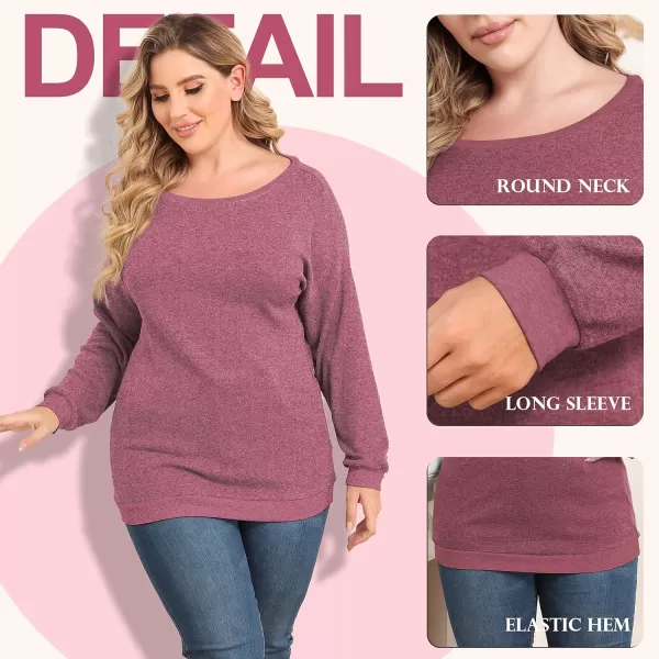 POSESHE Women's Plus Size Tunic Tops Long Sleeves Sweatshirts Color Block Blouses Loose Fit T Shirts