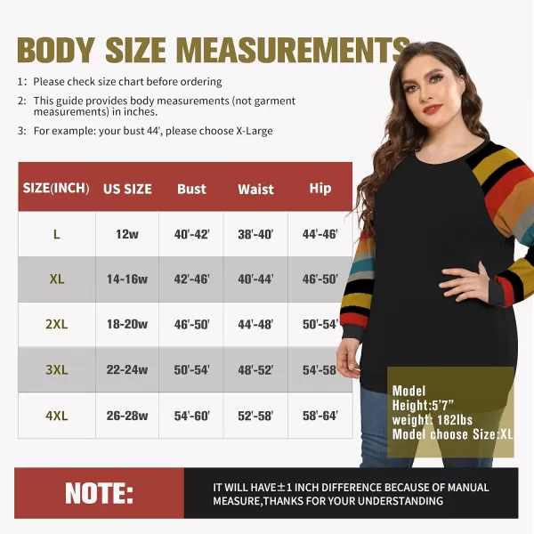 POSESHE Women's Plus Size Tunic Tops Long Sleeves Sweatshirts Color Block Blouses Loose Fit T Shirts