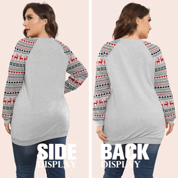 POSESHE Women's Plus Size Tunic Tops Long Sleeves Sweatshirts Color Block Blouses Loose Fit T Shirts