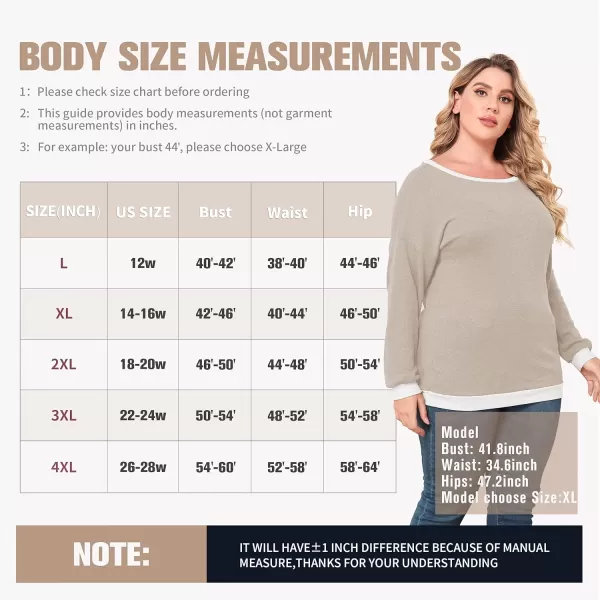 POSESHE Women's Plus Size Tunic Tops Long Sleeves Sweatshirts Color Block Blouses Loose Fit T Shirts