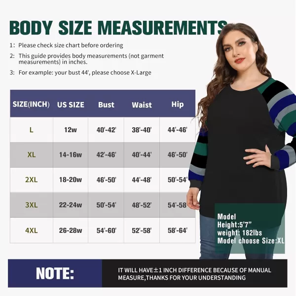 POSESHE Women's Plus Size Tunic Tops Long Sleeves Sweatshirts Color Block Blouses Loose Fit T Shirts