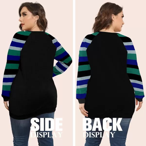 POSESHE Women's Plus Size Tunic Tops Long Sleeves Sweatshirts Color Block Blouses Loose Fit T Shirts