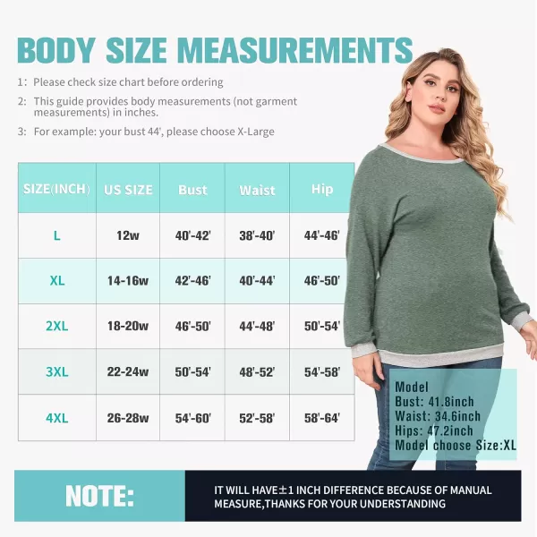 POSESHE Women's Plus Size Tunic Tops Long Sleeves Sweatshirts Color Block Blouses Loose Fit T Shirts