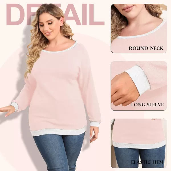 POSESHE Women's Plus Size Tunic Tops Long Sleeves Sweatshirts Color Block Blouses Loose Fit T Shirts