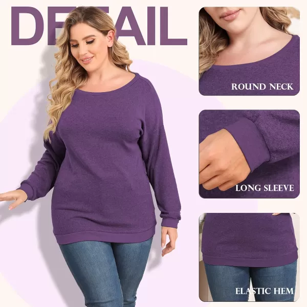 POSESHE Women's Plus Size Tunic Tops Long Sleeves Sweatshirts Color Block Blouses Loose Fit T Shirts