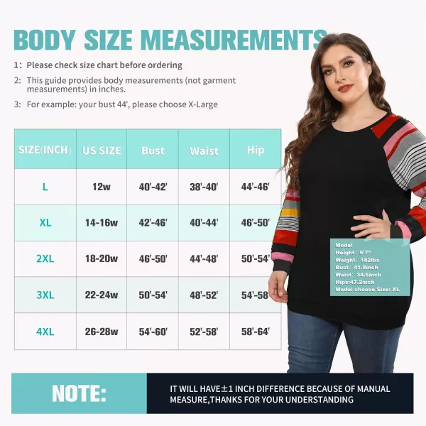 POSESHE Women's Plus Size Tunic Tops Long Sleeves Sweatshirts Color Block Blouses Loose Fit T Shirts