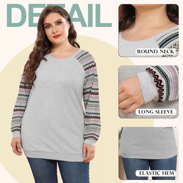 POSESHE Women's Plus Size Tunic Tops Long Sleeves Sweatshirts Color Block Blouses Loose Fit T Shirts