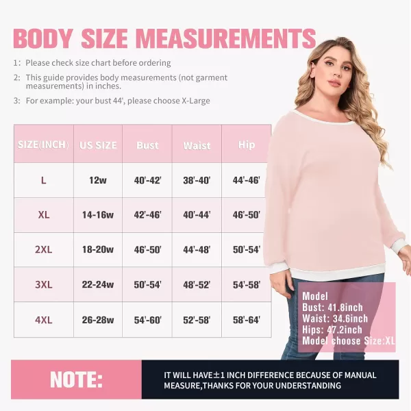POSESHE Women's Plus Size Tunic Tops Long Sleeves Sweatshirts Color Block Blouses Loose Fit T Shirts