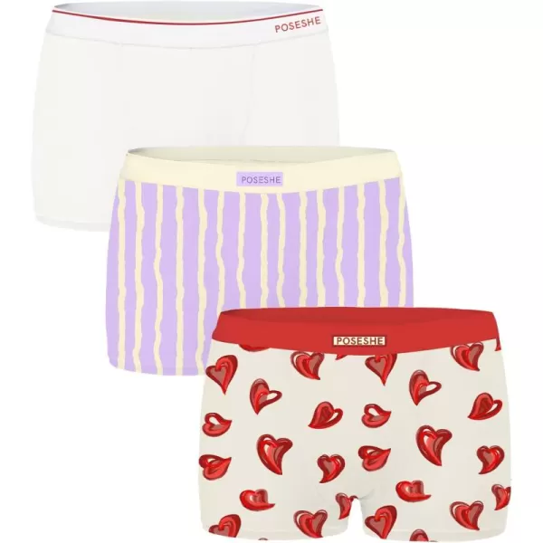 POSESHE Women's High Waisted Boxer Briefs with Crotch Lining, 3" Inseam and Ultra-soft MicroModal, S-3XL