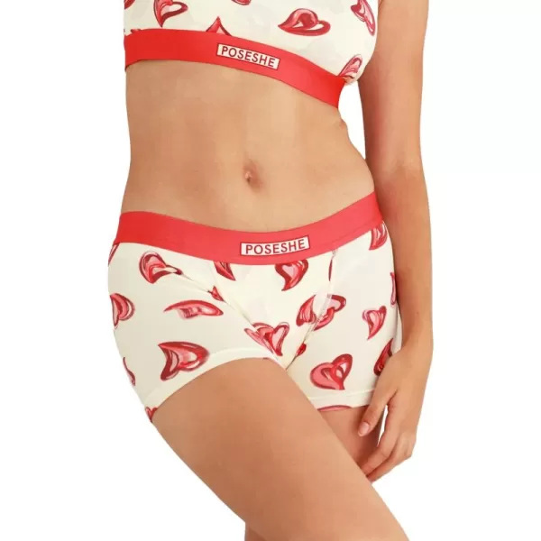POSESHE Women's High Waisted Boxer Briefs with Crotch Lining, 3" Inseam and Ultra-soft MicroModal, S-3XL