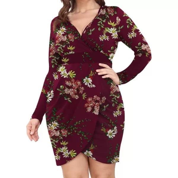 POSESHE Womens Plus Size Dress Sleeveless &amp; Long Sleeve Deep V Neck Bodycon Wrap Dress with Front Slit