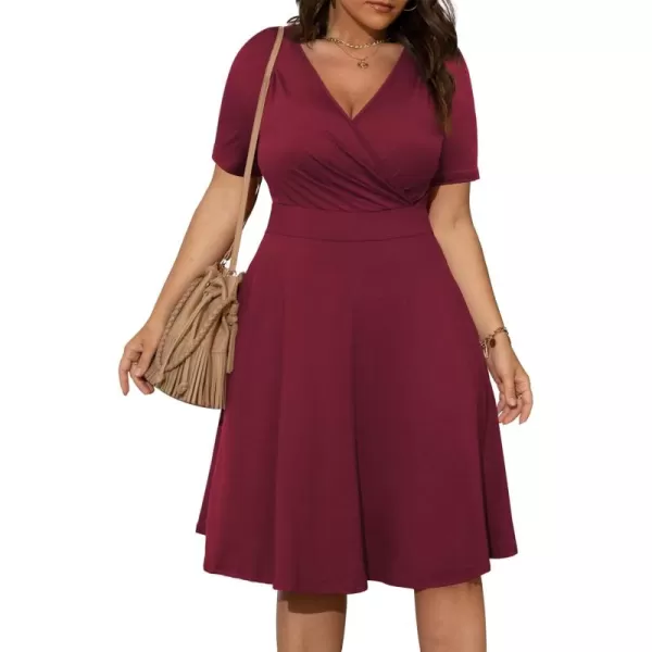 POSESHE Womens Plus Size Dresses Sleeveless Wrap V-Neck Sundress Casual Summer Wedding Guest Cocktail Dress with Pockets