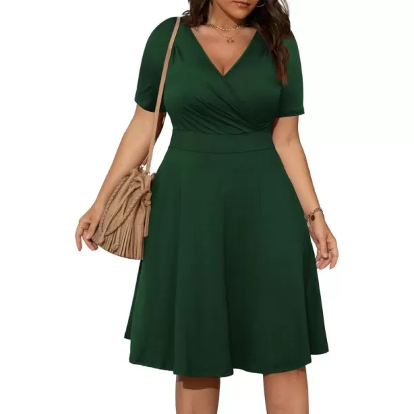POSESHE Womens Plus Size Dresses Sleeveless Wrap V-Neck Sundress Casual Summer Wedding Guest Cocktail Dress with Pockets