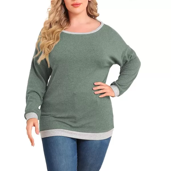 POSESHE Women's Plus Size Tunic Tops Long Sleeves Sweatshirts Color Block Blouses Loose Fit T Shirts