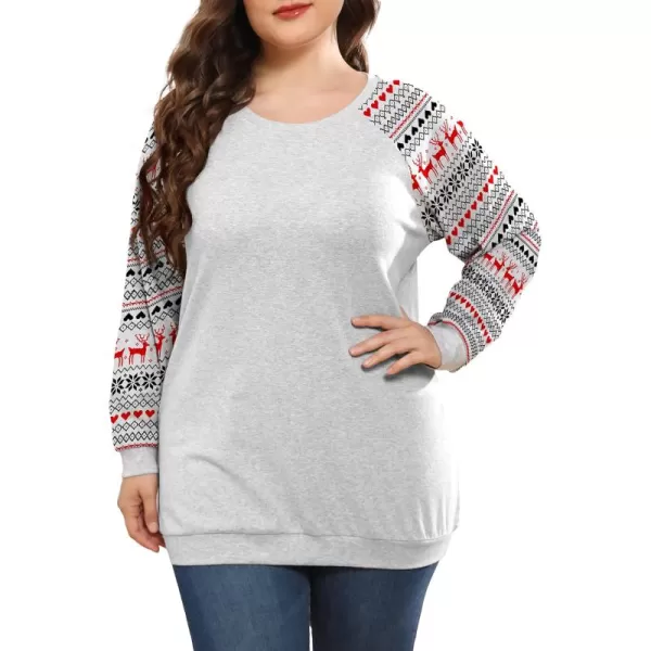 POSESHE Women's Plus Size Tunic Tops Long Sleeves Sweatshirts Color Block Blouses Loose Fit T Shirts