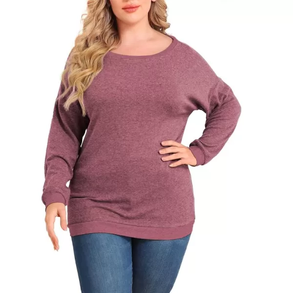 POSESHE Women's Plus Size Tunic Tops Long Sleeves Sweatshirts Color Block Blouses Loose Fit T Shirts
