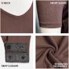 imagePOSESHE Womens Plus Size Bodysuit V neck Short Sleeves Casual Basic Bodysuit Tops Jumpsuit TshirtsBrown
