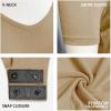 imagePOSESHE Womens Plus Size Bodysuit V neck Short Sleeves Casual Basic Bodysuit Tops Jumpsuit TshirtsKhaki