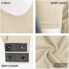 imagePOSESHE Womens Plus Size Bodysuit V neck Short Sleeves Casual Basic Bodysuit Tops Jumpsuit TshirtsNude