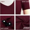 imagePOSESHE Womens Plus Size Bodysuit V neck Short Sleeves Casual Basic Bodysuit Tops Jumpsuit TshirtsWine Red