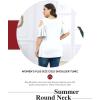 imagePOSESHE Womens Plus Size Summer Tunic Tops Cold Shoulder Tee Ruffle Short Sleeve T ShirtWhite