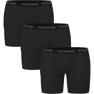 imagePOSESHE Womens Boxer Briefs 6quot Inseam Ultrasoft MicroModal Boyshorts Underwear S5XLAll Black  3 Pack