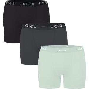 imagePOSESHE Womens Boxer Briefs 6quot Inseam Ultrasoft MicroModal Boyshorts Underwear S5XLDark Mints  3 Pack