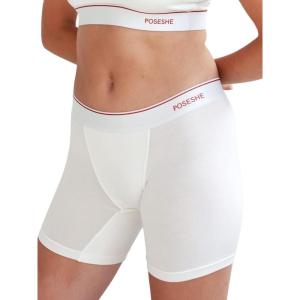 imagePOSESHE Womens Boxer Briefs 6quot Inseam Ultrasoft MicroModal Boyshorts Underwear S5XLWhite