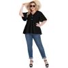 imagePOSESHE Womens Long Sleeve L5X Plus Size Waffle Knit Tunic Tops Button Up V Neck Loose Fit Henley TshirtB01 Short Sleeve Black