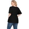 imagePOSESHE Womens Long Sleeve L5X Plus Size Waffle Knit Tunic Tops Button Up V Neck Loose Fit Henley TshirtB01 Short Sleeve Black