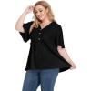 imagePOSESHE Womens Long Sleeve L5X Plus Size Waffle Knit Tunic Tops Button Up V Neck Loose Fit Henley TshirtB01 Short Sleeve Black