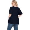 imagePOSESHE Womens Long Sleeve L5X Plus Size Waffle Knit Tunic Tops Button Up V Neck Loose Fit Henley TshirtB03 Short Sleeve Navy