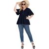 imagePOSESHE Womens Long Sleeve L5X Plus Size Waffle Knit Tunic Tops Button Up V Neck Loose Fit Henley TshirtB03 Short Sleeve Navy