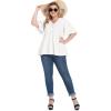 imagePOSESHE Womens Long Sleeve L5X Plus Size Waffle Knit Tunic Tops Button Up V Neck Loose Fit Henley TshirtB04 Short Sleeve White