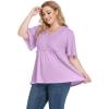 imagePOSESHE Womens Long Sleeve L5X Plus Size Waffle Knit Tunic Tops Button Up V Neck Loose Fit Henley TshirtB05 Short Sleeve Purple