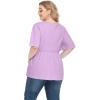 imagePOSESHE Womens Long Sleeve L5X Plus Size Waffle Knit Tunic Tops Button Up V Neck Loose Fit Henley TshirtB05 Short Sleeve Purple
