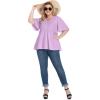 imagePOSESHE Womens Long Sleeve L5X Plus Size Waffle Knit Tunic Tops Button Up V Neck Loose Fit Henley TshirtB05 Short Sleeve Purple