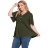 imagePOSESHE Womens Long Sleeve L5X Plus Size Waffle Knit Tunic Tops Button Up V Neck Loose Fit Henley TshirtB06 Short Sleeve Green