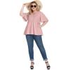 imagePOSESHE Womens Long Sleeve L5X Plus Size Waffle Knit Tunic Tops Button Up V Neck Loose Fit Henley TshirtB07 Short Sleeve Pink