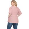 imagePOSESHE Womens Long Sleeve L5X Plus Size Waffle Knit Tunic Tops Button Up V Neck Loose Fit Henley TshirtB07 Short Sleeve Pink