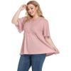 imagePOSESHE Womens Long Sleeve L5X Plus Size Waffle Knit Tunic Tops Button Up V Neck Loose Fit Henley TshirtB07 Short Sleeve Pink