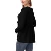 imagePOSESHE Womens Long Sleeve L5X Plus Size Waffle Knit Tunic Tops Button Up V Neck Loose Fit Henley TshirtC01 Long Sleeve Black