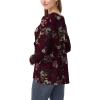 imagePOSESHE Womens Long Sleeve L5X Plus Size Waffle Knit Tunic Tops Button Up V Neck Loose Fit Henley TshirtC02 Long Floral Wine Red