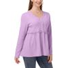 imagePOSESHE Womens Long Sleeve L5X Plus Size Waffle Knit Tunic Tops Button Up V Neck Loose Fit Henley TshirtC05 Long Sleeve Purple