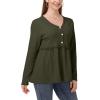 imagePOSESHE Womens Long Sleeve L5X Plus Size Waffle Knit Tunic Tops Button Up V Neck Loose Fit Henley TshirtC06 Long Sleeve Green