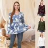 imagePOSESHE Womens Long Sleeve L5X Plus Size Waffle Knit Tunic Tops Button Up V Neck Loose Fit Henley TshirtC06 Long Sleeve Green