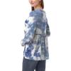 imagePOSESHE Womens Long Sleeve L5X Plus Size Waffle Knit Tunic Tops Button Up V Neck Loose Fit Henley TshirtC08 Long Blue Tiedye