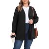 imagePOSESHE Womens Plus Size Cardigan Sweater 2024 Fall Long Sleeve Lightweight Knit Open Front Casual Loose CardiganBlack