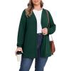 imagePOSESHE Womens Plus Size Cardigan Sweater 2024 Fall Long Sleeve Lightweight Knit Open Front Casual Loose CardiganGreen